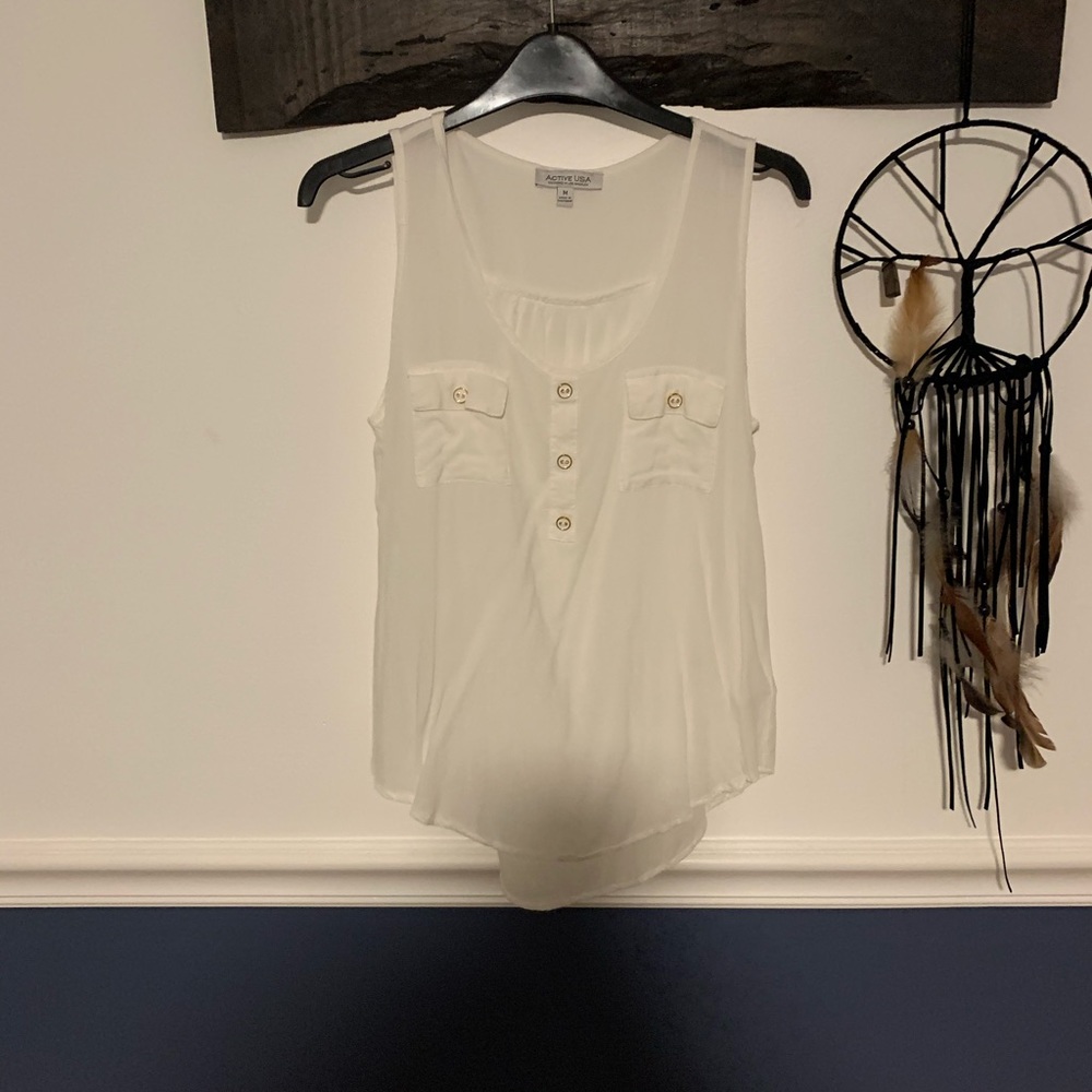 White tank top blouse size medium